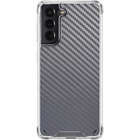 Silver Carbon Fiber Specialty Texture Material Galaxy S21 5G Clear Case