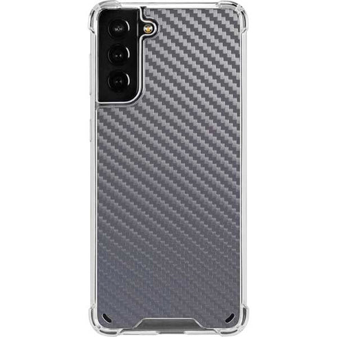 Silver Carbon Fiber Specialty Texture Material Galaxy S21 Plus 5G Clear Case