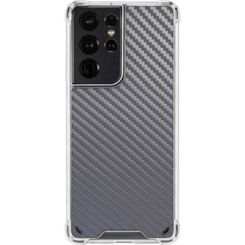 Silver Carbon Fiber Specialty Texture Material Galaxy S21 Ultra 5G Clear Case