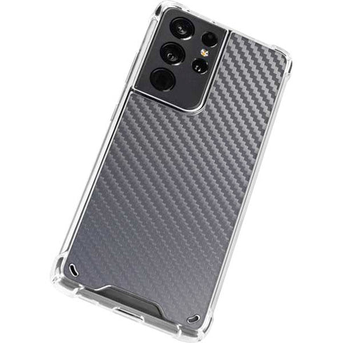 Silver Carbon Fiber Specialty Texture Material Galaxy S21 Ultra 5G Clear Case