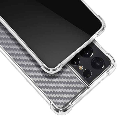 Silver Carbon Fiber Specialty Texture Material Galaxy S21 Ultra 5G Clear Case