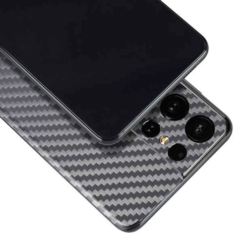 Silver Carbon Fiber Specialty Texture Material Galaxy S21 Ultra 5G Skin