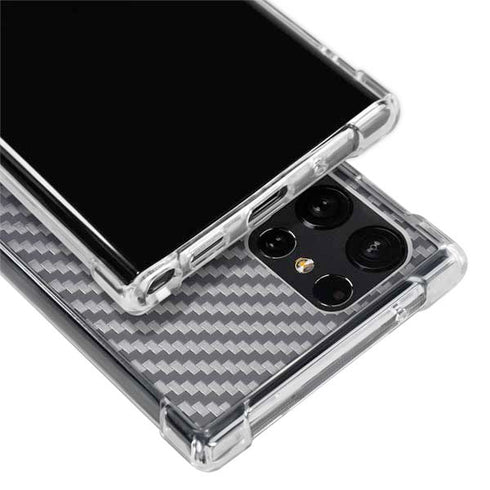 Silver Carbon Fiber Specialty Texture Material Galaxy S22 Ultra Clear Case