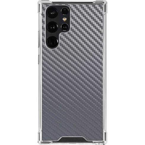 Silver Carbon Fiber Specialty Texture Material Galaxy S22 Ultra Clear Case