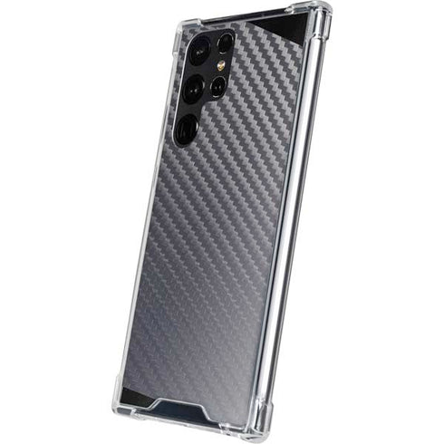 Silver Carbon Fiber Specialty Texture Material Galaxy S22 Ultra Clear Case