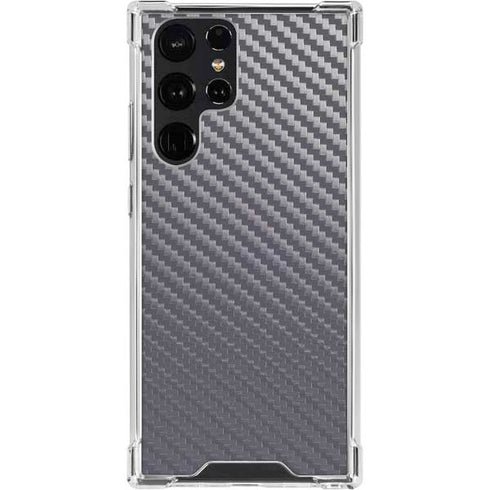 Silver Carbon Fiber Specialty Texture Material Galaxy S23 Ultra Clear Case