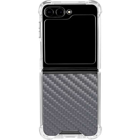 Silver Carbon Fiber Specialty Texture Material Galaxy Z Flip5 5G Clear Case