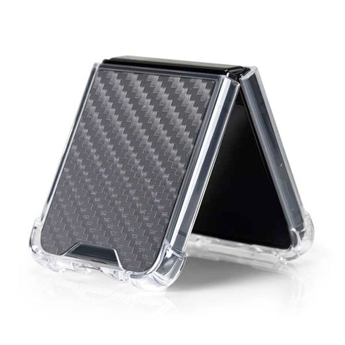 Silver Carbon Fiber Specialty Texture Material Galaxy Z Flip5 5G Clear Case