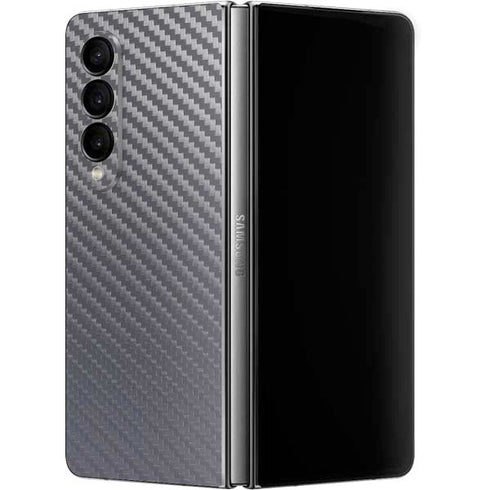 Silver Carbon Fiber Specialty Texture Material Galaxy Z Fold4 5G Skin