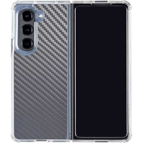 Silver Carbon Fiber Specialty Texture Material Galaxy Z Fold5 5G Clear Case
