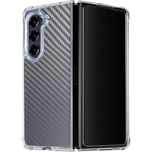 Silver Carbon Fiber Specialty Texture Material Galaxy Z Fold5 5G Clear Case