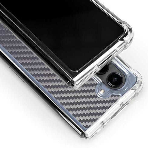 Silver Carbon Fiber Specialty Texture Material Galaxy Z Fold5 5G Clear Case