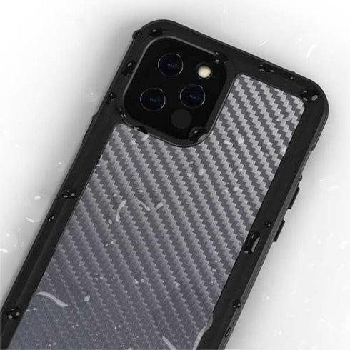 Silver Carbon Fiber Specialty Texture Material iPhone 12 Pro Max Waterproof Case