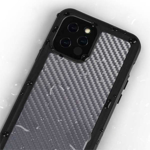 Silver Carbon Fiber Specialty Texture Material iPhone 12 Pro Waterproof Case