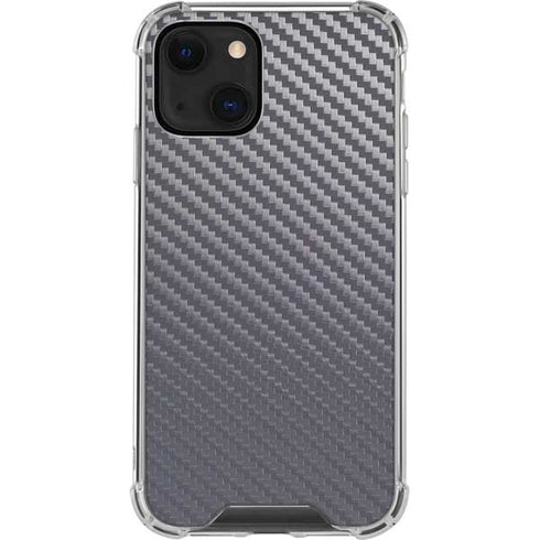 Silver Carbon Fiber Specialty Texture Material iPhone 13 Clear Case