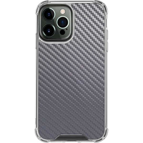 Silver Carbon Fiber Specialty Texture Material iPhone 13 Pro Max Clear Case