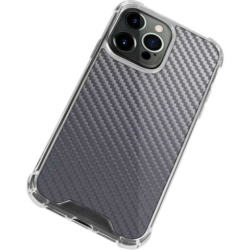 Silver Carbon Fiber Specialty Texture Material iPhone 13 Pro Max Clear Case