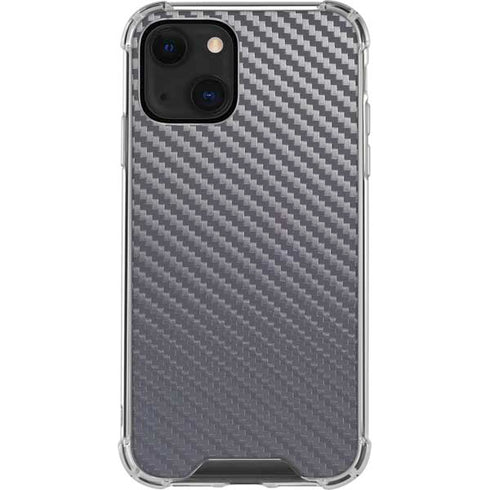 Silver Carbon Fiber Specialty Texture Material iPhone 14 Plus Clear Case
