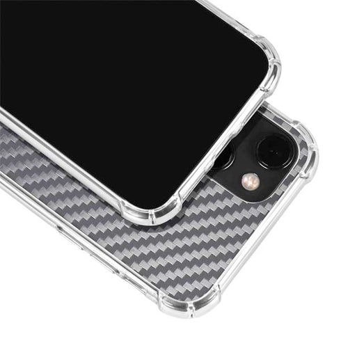 Silver Carbon Fiber Specialty Texture Material iPhone 14 Plus Clear Case