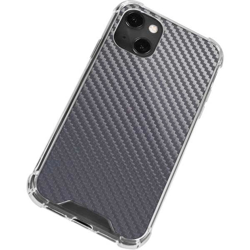 Silver Carbon Fiber Specialty Texture Material iPhone 14 Plus Clear Case