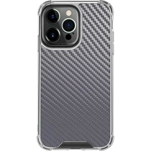 Silver Carbon Fiber Specialty Texture Material iPhone 14 Pro Clear Case