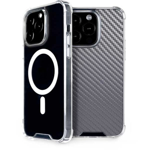 Silver Carbon Fiber Specialty Texture Material iPhone 14 Pro MagSafe Case