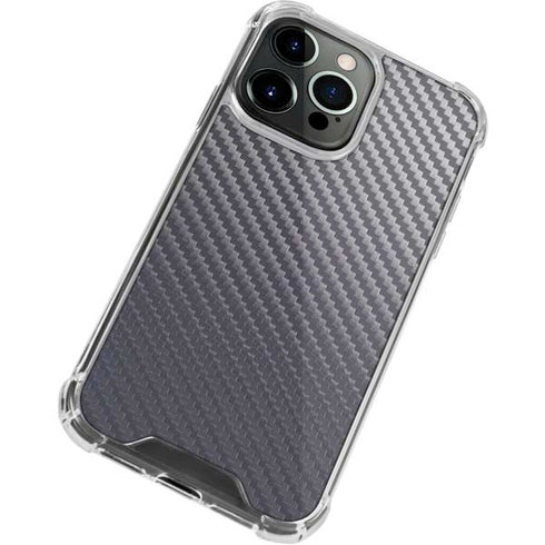 Silver Carbon Fiber Specialty Texture Material iPhone 14 Pro Max Clear Case