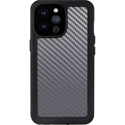 Silver Carbon Fiber Specialty Texture Material iPhone 14 Pro Max Waterproof Case