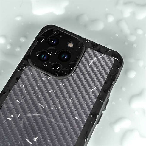Silver Carbon Fiber Specialty Texture Material iPhone 14 Pro Waterproof Case
