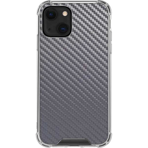 Silver Carbon Fiber Specialty Texture Material iPhone 15 Plus Clear Case