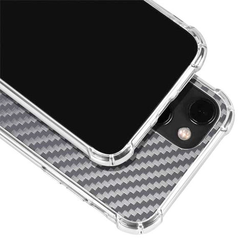 Silver Carbon Fiber Specialty Texture Material iPhone 15 Plus Clear Case