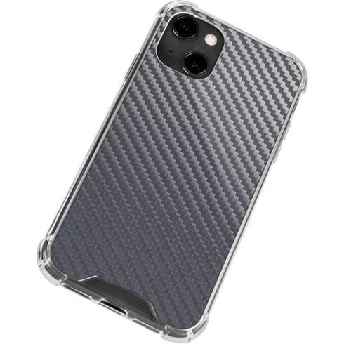 Silver Carbon Fiber Specialty Texture Material iPhone 15 Plus Clear Case