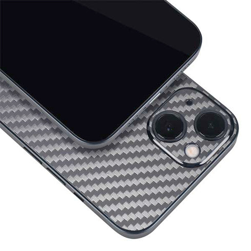 Silver Carbon Fiber Specialty Texture Material iPhone 15 Plus Skin