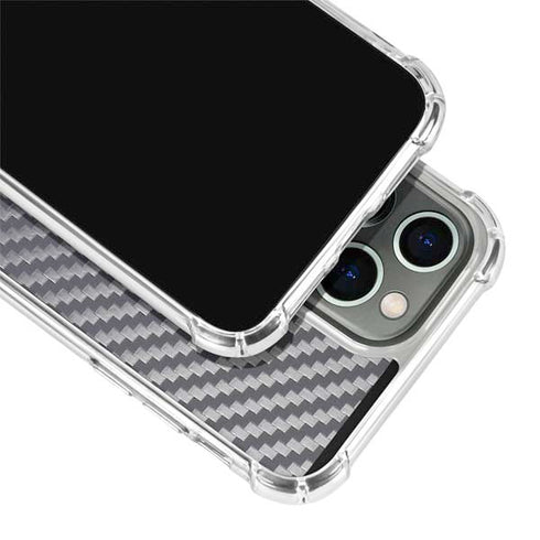 Silver Carbon Fiber Specialty Texture Material iPhone 15 Pro Max Clear Case