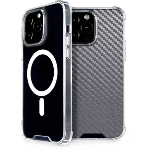Silver Carbon Fiber Specialty Texture Material iPhone 15 Pro Max MagSafe Case