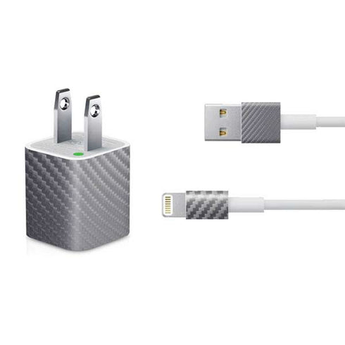 Silver Carbon Fiber Specialty Texture Material iPhone Charger (5W USB) Skin