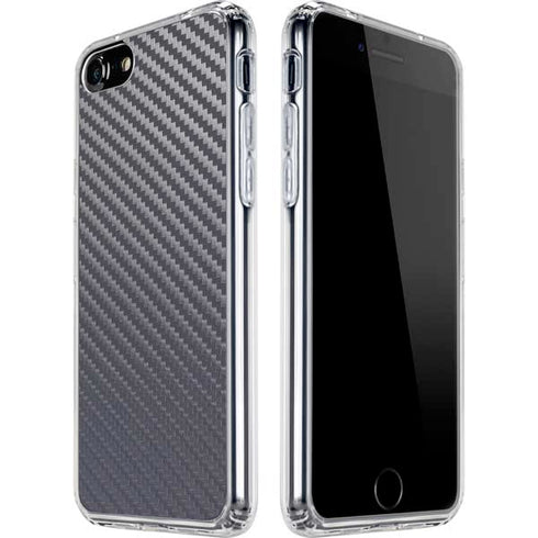 Silver Carbon Fiber Specialty Texture Material iPhone SE (2nd & 3rd Gen) Clear Case