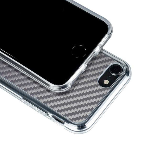 Silver Carbon Fiber Specialty Texture Material iPhone SE (2nd & 3rd Gen) Clear Case