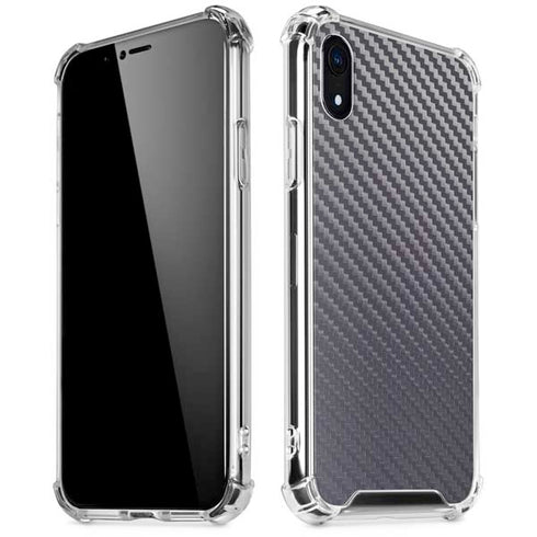 Silver Carbon Fiber Specialty Texture Material iPhone XR Clear Case