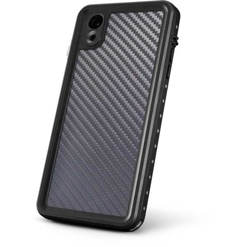 Silver Carbon Fiber Specialty Texture Material iPhone XR Waterproof Case