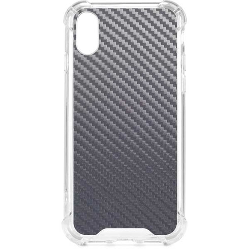 Silver Carbon Fiber Specialty Texture Material iPhone XS Clear Case