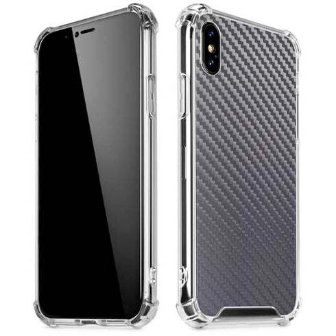 Silver Carbon Fiber Specialty Texture Material iPhone XS Max Clear Case