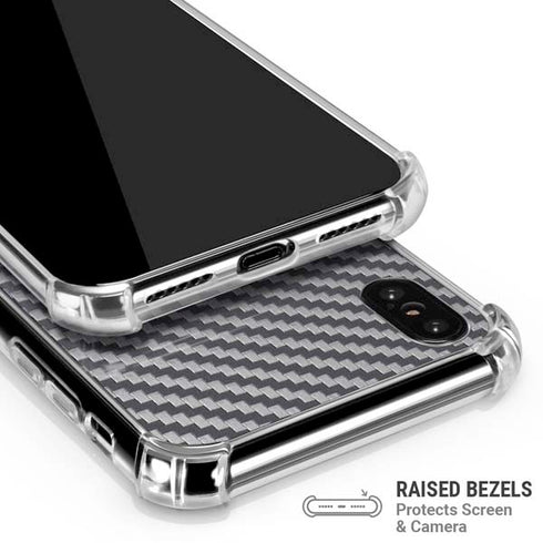 Silver Carbon Fiber Specialty Texture Material iPhone XS Max Clear Case