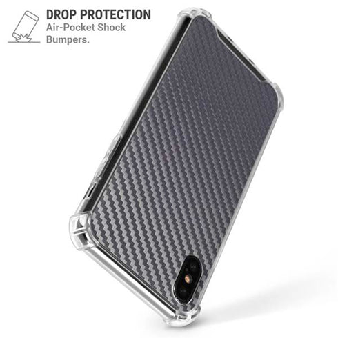 Silver Carbon Fiber Specialty Texture Material iPhone XS Max Clear Case