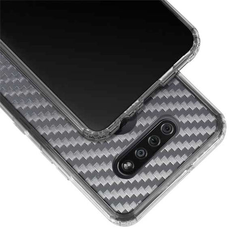 Silver Carbon Fiber Specialty Texture Material LG K51/Q51 Clear Case