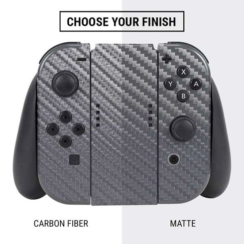 Silver Carbon Fiber Specialty Texture Material Nintendo Switch Bundle Skin