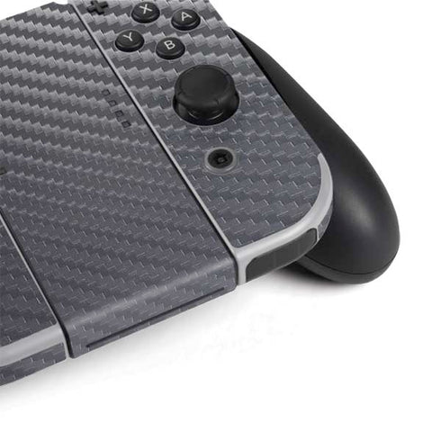 Silver Carbon Fiber Specialty Texture Material Nintendo Switch OLED (2021) Skin