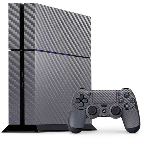 Silver Carbon Fiber Specialty Texture Material PS4 Console and Controller Bundle Skin