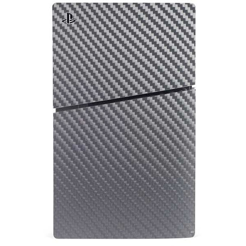 Silver Carbon Fiber Specialty Texture Material PS5 Slim Disk Console Skin