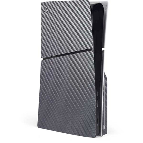 Silver Carbon Fiber Specialty Texture Material PS5 Slim Disk Console Skin